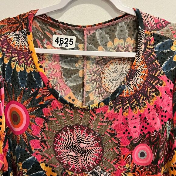 Swim Coverup Multicolor Trapeze & Swing Dress Lantern Scoop Neck Pullover Flare - Picture 11 of 13